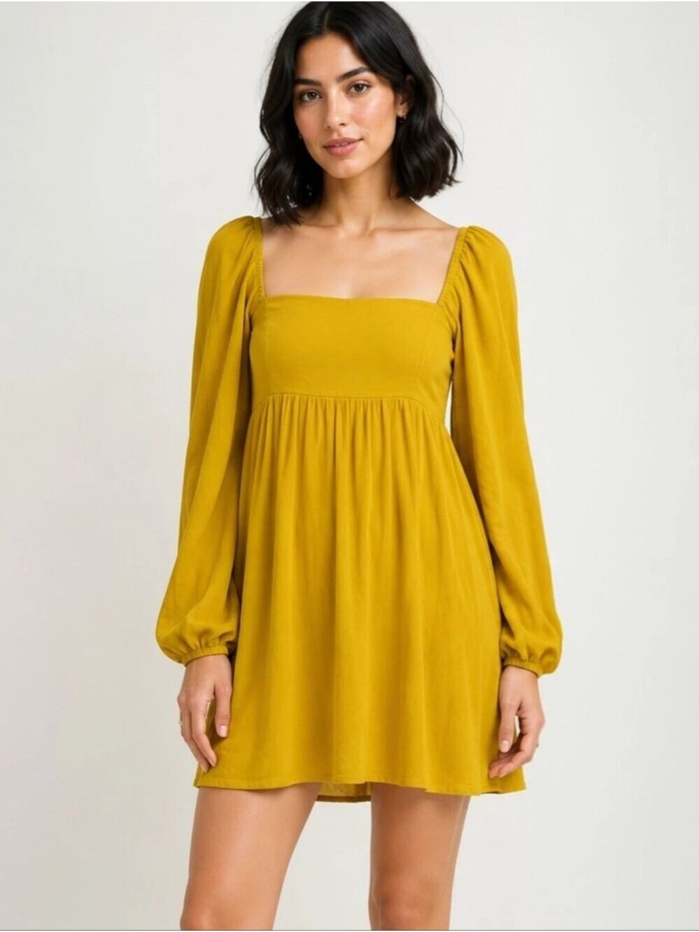 Jackson Rowe "Farrah" Babydoll Dress in Ochre Yellow Size Small NWT